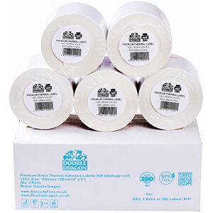 Dragon 5 x Rolls of Thermal Labels 100MM x 150MM (6" x 4") Plain White Labels - Dragon 5 x Rolls of Thermal Labels 100MM x 150MM (6" x 4") Plain White Labels -