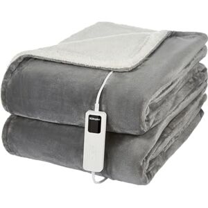 Dimplex Electric Throw Blanket Extra Soft Fleece & Sherpa, Large 180 x 130cm, 9 Hour Timer, Auto Shut-Off Safety, Ideal for Sofa & Bed (Grey/White) Dimplex Electric Throw Blanket Extra Soft Fleece & Sherpa, Large 180 x 130cm, 9 Hour Timer, Auto Shut-Off Safety, Ideal for Sofa & Bed (Grey/White)