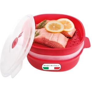 Snips , Microwave Steam Cooker 4 liters, Steam Cooker with 2 Trays, Microwave Container Red 26.5 x 22 x 13.5 cm, Quick Steam Cooking, BPA-Free, Made in Italy. Snips , Microwave Steam Cooker 4 liters, Steam Cooker with 2 Trays, Microwave Container Red 26.5 x 22 x 13.5 cm, Quick Steam Cooking, BPA-Free, Made in Italy.