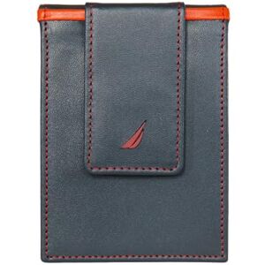 Nautica Men's Genuine Leather Front Pocket RFID Wallet (Available in Smooth or Pebble Grain), Pop Color Navy/Red, One Size Nautica Men's Genuine Leather Front Pocket RFID Wallet (Available in Smooth or Pebble Grain), Pop Color Navy/Red, One Size