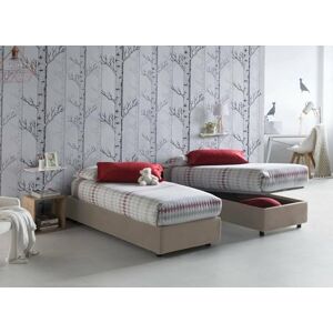 Talamo Italia Single bed Amelia, Container bed with fabric covering, 100% Made in Italy, Front opening, with mattress Cm 80x190 cm included, Dove-gray Talamo Italia Single bed Amelia, Container bed with fabric covering, 100% Made in Italy, Front opening, with mattress Cm 80x190 cm included, Dove-gray