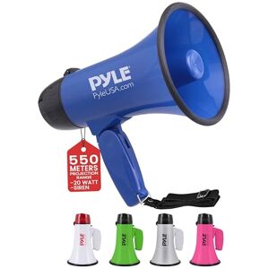 Pyle Portable Megaphone Speaker Siren Bullhorn, Compact and Battery Operated with 20 Watt Power, 2 Modes, PA Sound and Foldable Handle for Cheerleading, Sports, Police, Kids & More- Blue Pyle Portable Megaphone Speaker Siren Bullhorn, Compact and Battery Operated with 20 Watt Power, 2 Modes, PA Sound and Foldable Handle for Cheerleading, Sports, Police, Kids & More- Blue