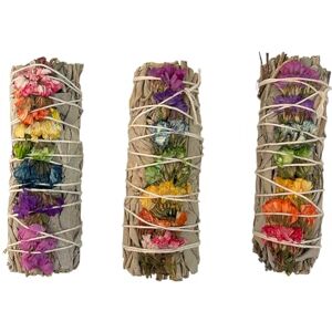 VIE Smudge Stick, White Sage and 7 Chakra Flowers 4", Pack of 3 VIE Smudge Stick, White Sage and 7 Chakra Flowers 4", Pack of 3