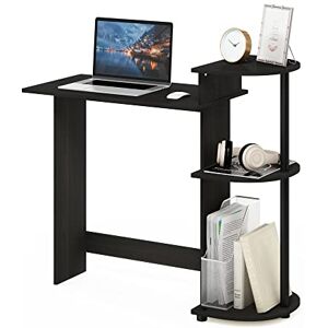 Furinno Compact Computer Desk, Study Desk with Shelves, Black/Grey Furinno Compact Computer Desk, Study Desk with Shelves, Black/Grey