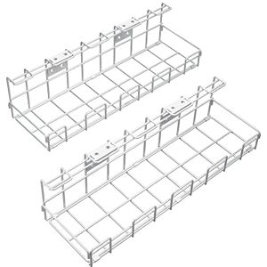KD Essentials Cable management under desk with individual 4-in-1 desk/wall mounting system – cable holder/tray, white metal (2× set size L, secure screw mounting, for cables/extension leads) KD Essentials Cable management under desk with individual 4-in-1 desk/wall mounting system – cable holder/tray, white metal (2× set size L, secure screw mounting, for cables/extension leads)