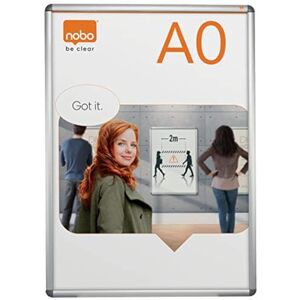 Nobo A0 Poster Frame Sign Holder With Snap Frame, Wall Mounted, Aluminium Trim, Anti-Glare Protective Cover, Premium Plus, Silver, 1902208 Nobo A0 Poster Frame Sign Holder With Snap Frame, Wall Mounted, Aluminium Trim, Anti-Glare Protective Cover, Premium Plus, Silver, 1902208