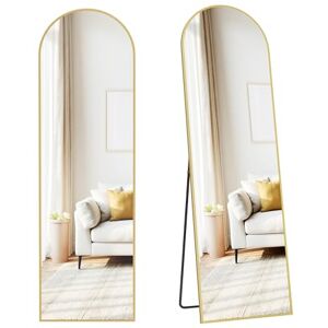SONGMICS Full Length Mirror, 150 x 40 cm, Arched Full Body Mirror with Stand, Aluminium Alloy Frame Floor Mirror, Tempered Glass, for Bedroom, Living Room, Cloakroom, Pale Gold LFM035AB01 SONGMICS Full Length Mirror, 150 x 40 cm, Arched Full Body Mirror with Stand, Aluminium Alloy Frame Floor Mirror, Tempered Glass, for Bedroom, Living Room, Cloakroom, Pale Gold LFM035AB01