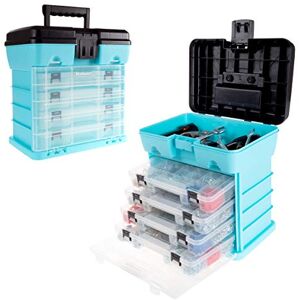 Stalwart Portable Tool Box Small Parts Organizer with Drawers and Customizable Compartments for Hardware, Tackle, Beads, or Crafts by (Light Blue) Stalwart Portable Tool Box Small Parts Organizer with Drawers and Customizable Compartments for Hardware, Tackle, Beads, or Crafts by (Light Blue)
