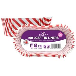 Culpitt 2lb Loaf Tin Liners Red Stripe 100 Pack Greaseproof Paper Cake Tin Liner For Baking Bread and Cakes, Air Fryer Liner, Made In The UK Culpitt 2lb Loaf Tin Liners Red Stripe 100 Pack Greaseproof Paper Cake Tin Liner For Baking Bread and Cakes, Air Fryer Liner, Made In The UK
