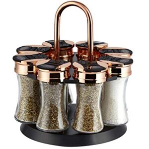Tower Rose Gold, Rotating Spice Rack with 8 Jars, Pre Filled with Spices Tower Rose Gold, Rotating Spice Rack with 8 Jars, Pre Filled with Spices