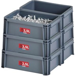 Sundis Master Box, Set of 6 Storage Boxes, 2.5 L, Recycled Plastic, Robust and Reinforced, Stackable and Combinable, Ideal for Workshop, DIY, Transport Sundis Master Box, Set of 6 Storage Boxes, 2.5 L, Recycled Plastic, Robust and Reinforced, Stackable and Combinable, Ideal for Workshop, DIY, Transport