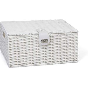 ARPAN Medium Resin Woven Storage Basket Box With Lid & Lock White ARPAN Medium Resin Woven Storage Basket Box With Lid & Lock White