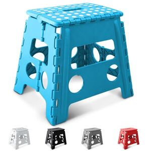 KEPLIN 13 Inch Heavy Duty Folding Step Stool Non-Slip Foldable Footstool for Toddlers, Children & Adults Portable, Lightweight Plastic Footstep w/Carrying Handle for Indoor or Outdoor (Blue) KEPLIN 13 Inch Heavy Duty Folding Step Stool Non-Slip Foldable Footstool for Toddlers, Children & Adults Portable, Lightweight Plastic Footstep w/Carrying Handle for Indoor or Outdoor (Blue)