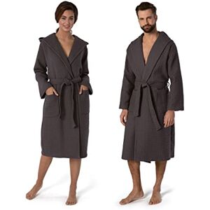 Möve Piquée hooded bathrobe in size L made of 100% cotton, graphite Möve Piquée hooded bathrobe in size L made of 100% cotton, graphite