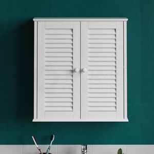Bath Vida Bathroom Cabinet Double Door Shutter Wall Mounted Storage Shelf, White Bath Vida Bathroom Cabinet Double Door Shutter Wall Mounted Storage Shelf, White