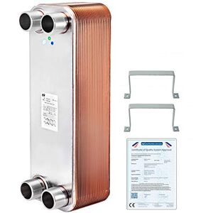 BestEquip Heat Exchanger 3/4" MNPT Ports Brazed Plate Heat Exchanger 30 Plate Heat Exchanger Plate Stainless Steel 316L Flat Plate Chiller Wort for Hydronic Heating BestEquip Heat Exchanger 3/4" MNPT Ports Brazed Plate Heat Exchanger 30 Plate Heat Exchanger Plate Stainless Steel 316L Flat Plate Chiller Wort for Hydronic Heating