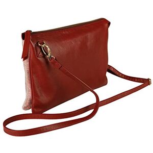 Clairefontaine Ref 410076C Ruby' Leather & Suede Duo Pocket Handbag 27 x 19cm, Made From Genuine Lambskin Leather, Metal Zip With Leather Puller Red & Shiny Red Clairefontaine Ref 410076C Ruby' Leather & Suede Duo Pocket Handbag 27 x 19cm, Made From Genuine Lambskin Leather, Metal Zip With Leather Puller Red & Shiny Red