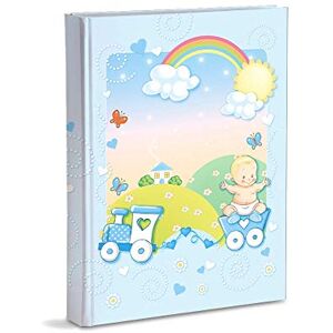 Mareli Baby Birth Photo Album with Diary, 23 x 30 cm, 56 White Pages and 4 Customizable in Thick and Durable Cardboard Intervaled with Pergamin, Light Blue Train Mareli Baby Birth Photo Album with Diary, 23 x 30 cm, 56 White Pages and 4 Customizable in Thick and Durable Cardboard Intervaled with Pergamin, Light Blue Train