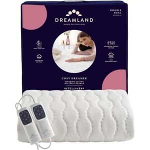 Dreamland Cosy Dreamer Electric Blanket Heated Underblanket with Italian Cotton, Intelliheat Technology, 6 Heat Settings, Overheat Protection & Machine Washable, Timer, 150 x 137cm Double Size Dreamland Cosy Dreamer Electric Blanket Heated Underblanket with Italian Cotton, Intelliheat Technology, 6 Heat Settings, Overheat Protection & Machine Washable, Timer, 150 x 137cm Double Size