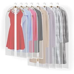 Pwsap 8 Pack Breathable Clothes Covers Bags with Zip, Waterproof Dustproof Garment Protector Bags Moth Proof Dress Bag Covers Damp-proof Mens Suit Storage Bag for Wardrobe Storage and Travel(White) Pwsap 8 Pack Breathable Clothes Covers Bags with Zip, Waterproof Dustproof Garment Protector Bags Moth Proof Dress Bag Covers Damp-proof Mens Suit Storage Bag for Wardrobe Storage and Travel(White)