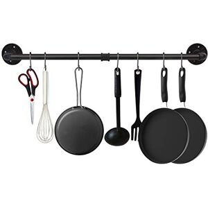 EGASON 34.3 inch Industrial Pipe Pot Bar Rack with 15 S Hooks Rustic Iron Pots and Pans Hanging Rail Pipe Towel Holder Wall Mounted Detachable Kitchen Utensil Pot Pan Lid Organizer Black EGASON 34.3 inch Industrial Pipe Pot Bar Rack with 15 S Hooks Rustic Iron Pots and Pans Hanging Rail Pipe Towel Holder Wall Mounted Detachable Kitchen Utensil Pot Pan Lid Organizer Black