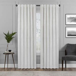 Eclipse Harper Velvet Rod Pocket Curtains for Bedroom, Single Panel, 50 in x 63 in, Snow Eclipse Harper Velvet Rod Pocket Curtains for Bedroom, Single Panel, 50 in x 63 in, Snow