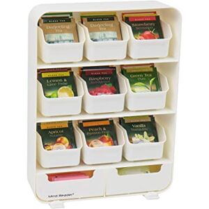 Mind Reader TBORG-WHT 11 Tea Bag Organizer, Removable Drawers, 10.25" L x 3.25" W x 13.75" H, Plastic, White Mind Reader TBORG-WHT 11 Tea Bag Organizer, Removable Drawers, 10.25" L x 3.25" W x 13.75" H, Plastic, White