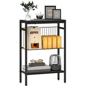 HOMCOM Side Table with 3-Tier Storage, Small Bedside Table, Sofa End Table with Steel Frame for Living Room, Bedroom, Black HOMCOM Side Table with 3-Tier Storage, Small Bedside Table, Sofa End Table with Steel Frame for Living Room, Bedroom, Black