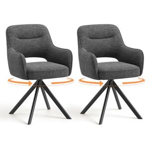 COLAMY 360°Swivel Dining Chairs Set of 2, Fabric Chairs for Dining Room with Armrests, Hollow Backrest and Thick Seat Cushion, Kitchen Chair with Anti-Slip Pads, armchairs for living Room, Grey COLAMY 360°Swivel Dining Chairs Set of 2, Fabric Chairs for Dining Room with Armrests, Hollow Backrest and Thick Seat Cushion, Kitchen Chair with Anti-Slip Pads, armchairs for living Room, Grey