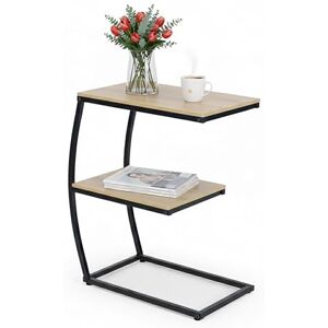 Relaxdays C-Shaped Side, 2 Shelves, HWD 58.5x47.5x25 cm, Table for Couch & Bed, Metal & MDF, Wood Look/Black, Fibreboard, Iron, 58.5 x 47.5 x 25 cm Relaxdays C-Shaped Side, 2 Shelves, HWD 58.5x47.5x25 cm, Table for Couch & Bed, Metal & MDF, Wood Look/Black, Fibreboard, Iron, 58.5 x 47.5 x 25 cm