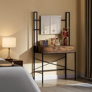 Vida Designs Brooklyn 1 Drawer Dressing Table Make Up Desk Vanity Set Industrial Bedroom Furniture, Dark Wood Vida Designs Brooklyn 1 Drawer Dressing Table Make Up Desk Vanity Set Industrial Bedroom Furniture, Dark Wood