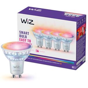 WiZ Smart LED Glass GU10Spotlight, Full Color and Tunable White, 50W Equivalent, 2200-6500K, 345 Lumens, Dimmable, Works with Alexa, Google Assistant, and Apple Home, 4 Pack WiZ Smart LED Glass GU10Spotlight, Full Color and Tunable White, 50W Equivalent, 2200-6500K, 345 Lumens, Dimmable, Works with Alexa, Google Assistant, and Apple Home, 4 Pack
