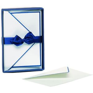 Rössler Papier 85 x 128 m 10/10 Ribbed Hand Bordered Card with Envelope White/Navy Rössler Papier 85 x 128 m 10/10 Ribbed Hand Bordered Card with Envelope White/Navy