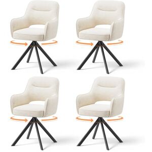 COLAMY 360°Swivel Dining Chairs Set of 4, Fabric Chairs for Dining Room with Armrests, Hollow Backrest and Thick Seat Cushion, Kitchen Chair with Anti-Slip Pads, armchairs for living Room, Beige COLAMY 360°Swivel Dining Chairs Set of 4, Fabric Chairs for Dining Room with Armrests, Hollow Backrest and Thick Seat Cushion, Kitchen Chair with Anti-Slip Pads, armchairs for living Room, Beige
