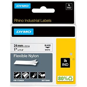 Dymo Rhino Industrial Flexible Nylon Labels 24 mm x 3.5 m Black Print on White Self-Adhesive for LabelManager & Rhino Label Makers Dymo Rhino Industrial Flexible Nylon Labels 24 mm x 3.5 m Black Print on White Self-Adhesive for LabelManager & Rhino Label Makers