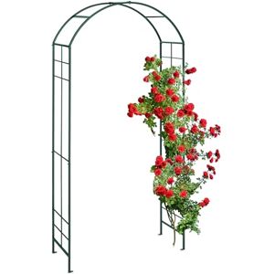 Relaxdays Metal Rose Arch, Garden Arbour, HxWxD: 224 x 110 x 41 cm, Sturdy Climbing Support for Plants & Flowers, Green, Iron Relaxdays Metal Rose Arch, Garden Arbour, HxWxD: 224 x 110 x 41 cm, Sturdy Climbing Support for Plants & Flowers, Green, Iron