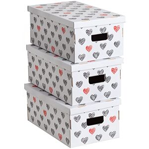 Lavatelli Set of 3 Decorative Storage Boxes with Lids, Cardboard, Hearts Design, Ideal for Clothes, Bedding, Toys, Office and Gift, Gray, 51x29x21 cm, Multi-Colour, 51 x 29 x 20 cm Lavatelli Set of 3 Decorative Storage Boxes with Lids, Cardboard, Hearts Design, Ideal for Clothes, Bedding, Toys, Office and Gift, Gray, 51x29x21 cm, Multi-Colour, 51 x 29 x 20 cm