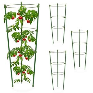 Relaxdays Climbing Aid Set of 4, Metal & Plastic, 45 cm, 3 Adjustable Rings, Trellis Frame Vines Garden Plants, Green Relaxdays Climbing Aid Set of 4, Metal & Plastic, 45 cm, 3 Adjustable Rings, Trellis Frame Vines Garden Plants, Green