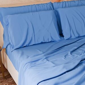 PETTI Artigiani Italiani PETTI Italian Artisans 4-Piece Maxi Double Bed Sheet Set, Soft and Breathable, Complete Bed Set with Top Sheet, Fitted Sheet with Elasticated Corners and 2 Pillowcases, Light Blue Sheets PETTI Artigiani Italiani PETTI Italian Artisans 4-Piece Maxi Double Bed Sheet Set, Soft and Breathable, Complete Bed Set with Top Sheet, Fitted Sheet with Elasticated Corners and 2 Pillowcases, Light Blue Sheets