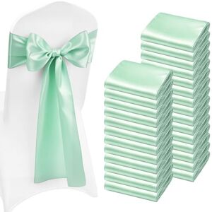VEVOR Satin Chair Sashes Bows, 100PCS Chair Ribbon Ties Back Sash, 7 x 108 inch, Light Green Wedding Reception Decoration, for Wedding Ceremony Baby Shower Party Events Banquet Chair Cover Decoration VEVOR Satin Chair Sashes Bows, 100PCS Chair Ribbon Ties Back Sash, 7 x 108 inch, Light Green Wedding Reception Decoration, for Wedding Ceremony Baby Shower Party Events Banquet Chair Cover Decoration