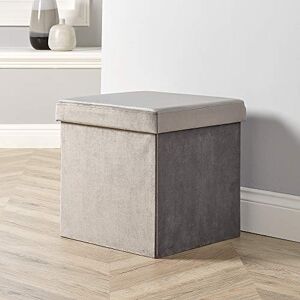 Home Source Folding Ottoman, Velvet Fabric Storage Square Box, Grey Home Source Folding Ottoman, Velvet Fabric Storage Square Box, Grey