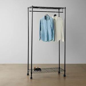 Amazon Basics Garment Rack with Top and Bottom Shelves, Black, 89 x 44 x 179 cm Amazon Basics Garment Rack with Top and Bottom Shelves, Black, 89 x 44 x 179 cm