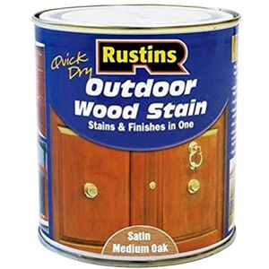 RUSTINS Quick Dry Outdoor Wood Stain Satin Medium Oak 1ltr- Durable and Weather-Resistant Finish, Fast Drying, Vibrant Color for Decks, Fences, & Furniture, Available in Many Wood Shades RUSTINS Quick Dry Outdoor Wood Stain Satin Medium Oak 1ltr- Durable and Weather-Resistant Finish, Fast Drying, Vibrant Color for Decks, Fences, & Furniture, Available in Many Wood Shades