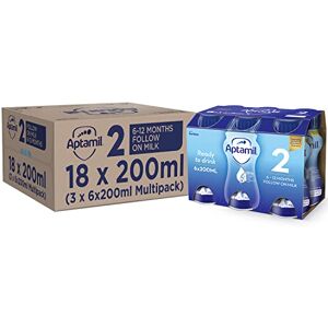 Aptamil 2 Follow On Baby Milk Ready to Use Liquid Formula, 6-12 Months, 200 ml, (Pack of 18) Aptamil 2 Follow On Baby Milk Ready to Use Liquid Formula, 6-12 Months, 200 ml, (Pack of 18)