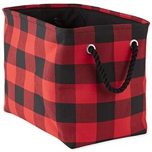DII Collapsible Bin with Handles, Polyester, Red & Black, Medium Rectangle, 16x10x12 DII Collapsible Bin with Handles, Polyester, Red & Black, Medium Rectangle, 16x10x12
