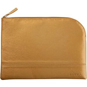Rhodia 116717C Faux Leather Zipped Pouch Gold Size L (21 x 28 cm) Genuine Stitching Orange Fabric Inside Storage for Documents, Small Supplies Rhodia 116717C Faux Leather Zipped Pouch Gold Size L (21 x 28 cm) Genuine Stitching Orange Fabric Inside Storage for Documents, Small Supplies