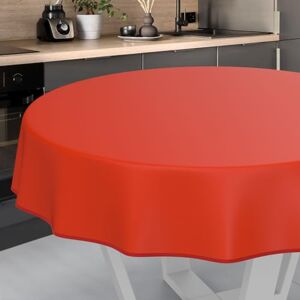 ANRO Oilcloth Tablecloth, Washable, Oilcloth, Garden Tablecloth, Outdoor, Indoor, Round, 140 cm with Hem, Red ANRO Oilcloth Tablecloth, Washable, Oilcloth, Garden Tablecloth, Outdoor, Indoor, Round, 140 cm with Hem, Red