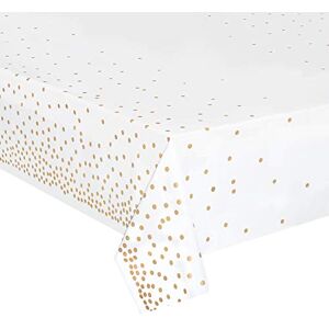 hapray 4 Pack Plastic Tablecloths for Rectangle Tables, Waterproof Disposable Party Table Cloths with Gold Dot, Rectangular Table Covers for Decorations, Baby Shower, Birthday, Wedding, 54” x 108” hapray 4 Pack Plastic Tablecloths for Rectangle Tables, Waterproof Disposable Party Table Cloths with Gold Dot, Rectangular Table Covers for Decorations, Baby Shower, Birthday, Wedding, 54” x 108”