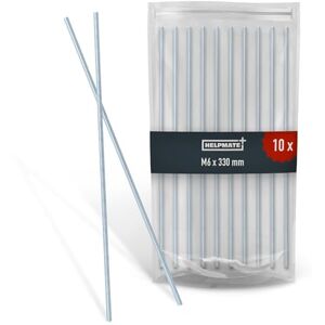 HELPMATE – Threaded rod M6 x 330 mm made of galvanised steel – 10 pieces of threaded bar with full metric thread – Threaded pin with strength class 4.8, DIN 976 HELPMATE – Threaded rod M6 x 330 mm made of galvanised steel – 10 pieces of threaded bar with full metric thread – Threaded pin with strength class 4.8, DIN 976
