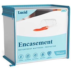 LUCID Encasement Mattress Protector Completely Surrounds Mattress for Waterproof Protection, White, King LUCID Encasement Mattress Protector Completely Surrounds Mattress for Waterproof Protection, White, King
